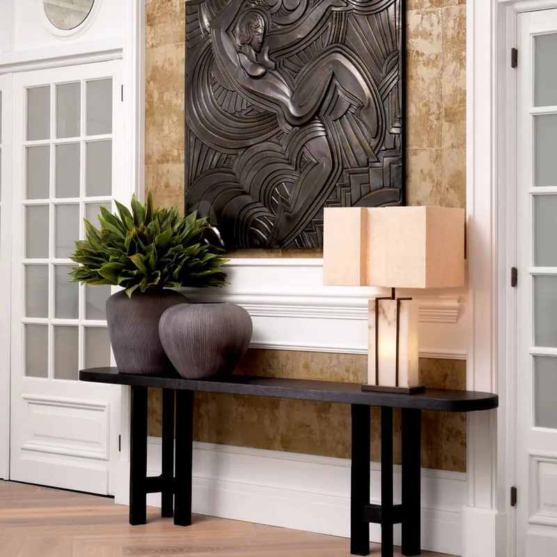 Casa Padrino Luxus Konsole Antik Schwarz 230 x 35 x H. 74,5 cm - Rechteckiger Massivholz Konsolentisch - Massivholz Möbel - Luxus Möbel - Luxus Qualität