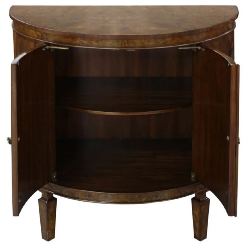 Casa Padrino Luxus Jugendstil Kommode Hellbraun / Braun 84 x 45 x H. 83 cm - Kleiner Halbrunder Schrank mit 2 Türen