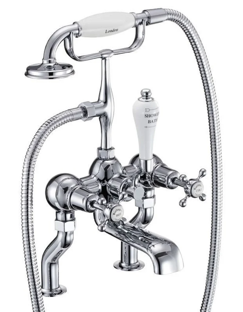 Casa Padrino Badewannen Armatur mit Brause - Nostalgisch Antik Stil Jugendstil Nostalgie Bad Zubehör