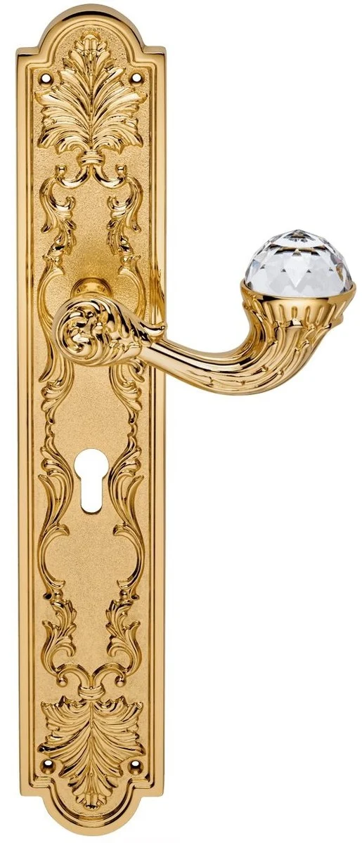 Casa Padrino Luxus Jugendstil Türgriff Set mit Swarovski Kristallglas Gold 16,4 x H. 41,8 cm - Barock & Jugendstil Hotel Accessoires Türklinken