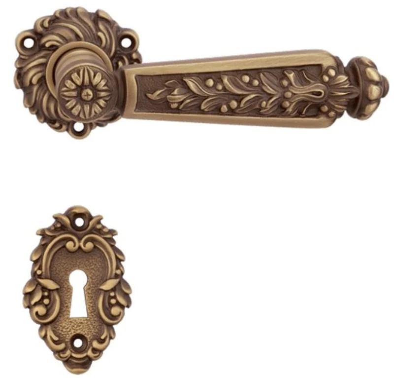 Casa Padrino Barock Türklinken Set Messing Patiniert 14 x H. 5 cm - Barockmöbel
