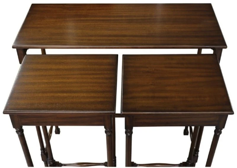 Casa Padrino Luxus Mahagoni Beistelltisch Set Dunkelbraun 67 x 28 x H. 70 cm - Luxus Möbel