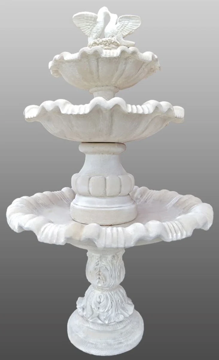 Casa Padrino Jugendstil Gartenbrunnen / Springbrunnen Ø 130 x H. 205 cm - Kunststein Brunnen mit dekorativen Tauben