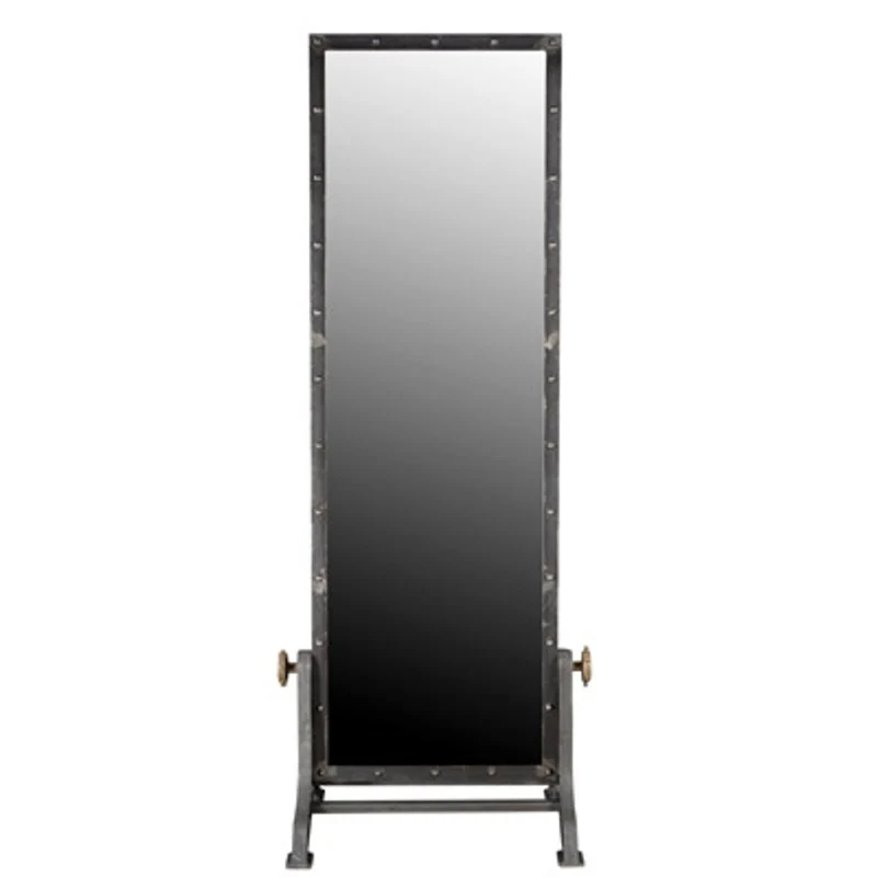 Casa Padrino Vintage Industrial Standspiegel Aluminium schwenkbar 194 cm - Möbel Metall Spiegel
