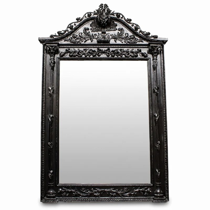 Casa Padrino Barock Spiegel Schwarz - Barockstil Spiegel mit eleganten Verzierungen - Riesiger Barockstil Wandspiegel - Barock Garderoben Spiegel - Barock Möbel - Möbel Barockstil