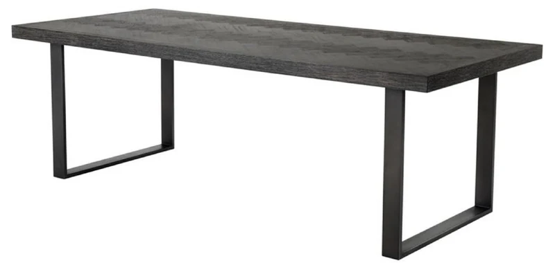Casa Padrino Luxus Esstisch mit Eichenfurnier Tischplatte Schwarz / Bronze 230 x 100 x H. 75,5 cm - Luxus Esszimmermöbel