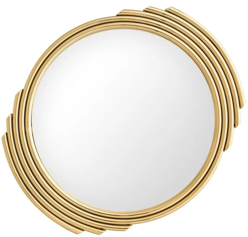 Casa Padrino Designer Edelstahl Spiegel Gold Ø 100 cm - Luxus Wohnzimmer Wandspiegel
