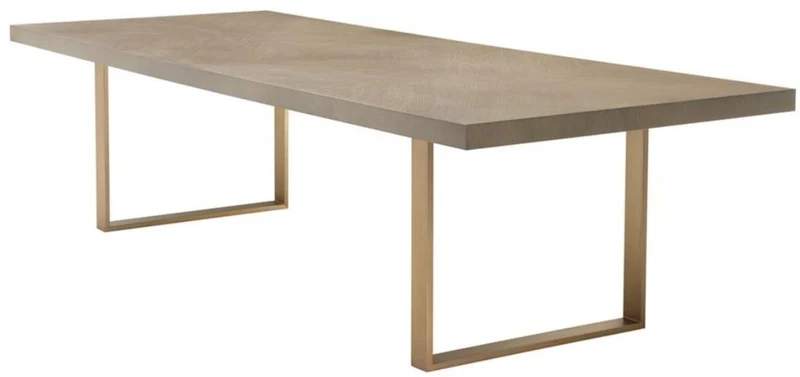 Casa Padrino Esstisch Küchentisch Braun / Messing 300 x 115 x H. 75 cm - Luxus Küchenmöbel