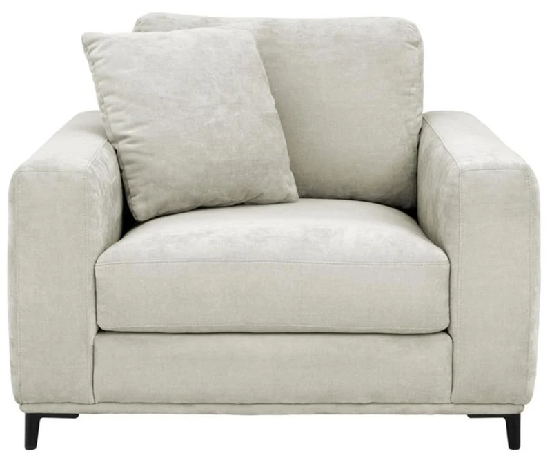 Casa Padrino Luxus Wohnzimmer Sessel Sandfarben / Schwarz 105 x 102 x H. 80 cm - Wohnzimmermöbel