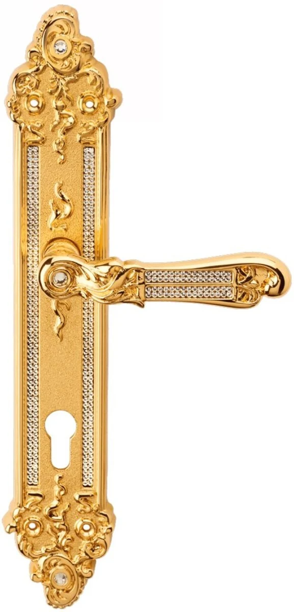 Casa Padrino Luxus Barock Türklinken Set mit Swarovski Kristallglas Gold 14,5 x H. 32,5 cm - Barockmöbel