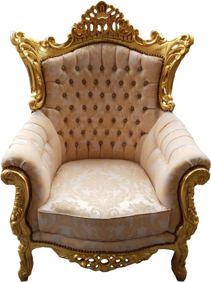 Casa Padrino Barock Wohnzimmer Set Master Creme Muster und Gold mit Glitzersteinen, 3er Sofa und 2 Sessel