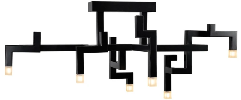 Casa Padrino Luxus Wohnzimmer Edelstahl LED Deckenleuchte Schwarz 73,5 x 30,5 x H. 31,5 cm - Pulverbeschichtete Designer Deckenlampe