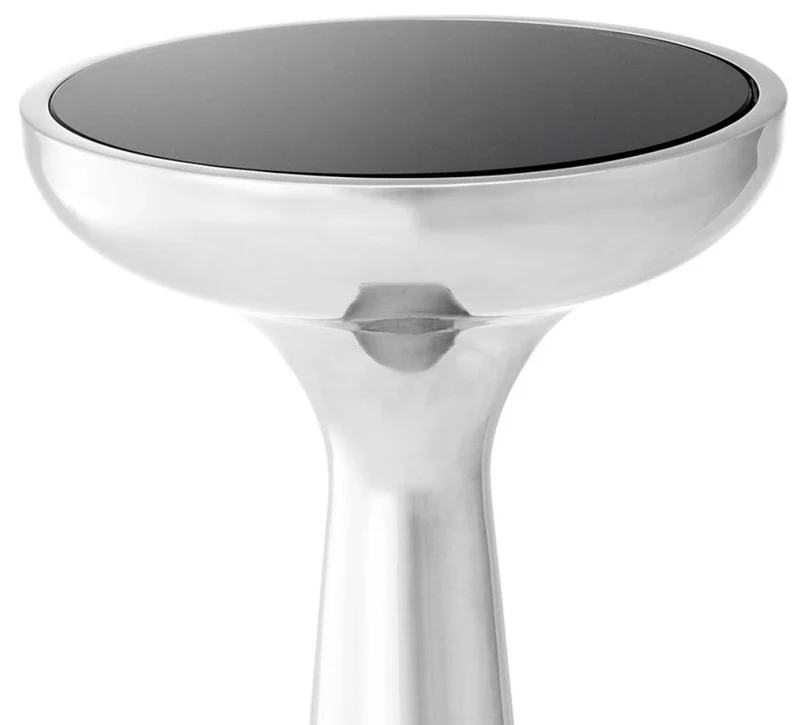 Casa Padrino Luxus Edelstahl Beistelltisch mit Glasplatte Silber / Schwarz Ø 29 x H. 71,5 cm - Hotel Möbel