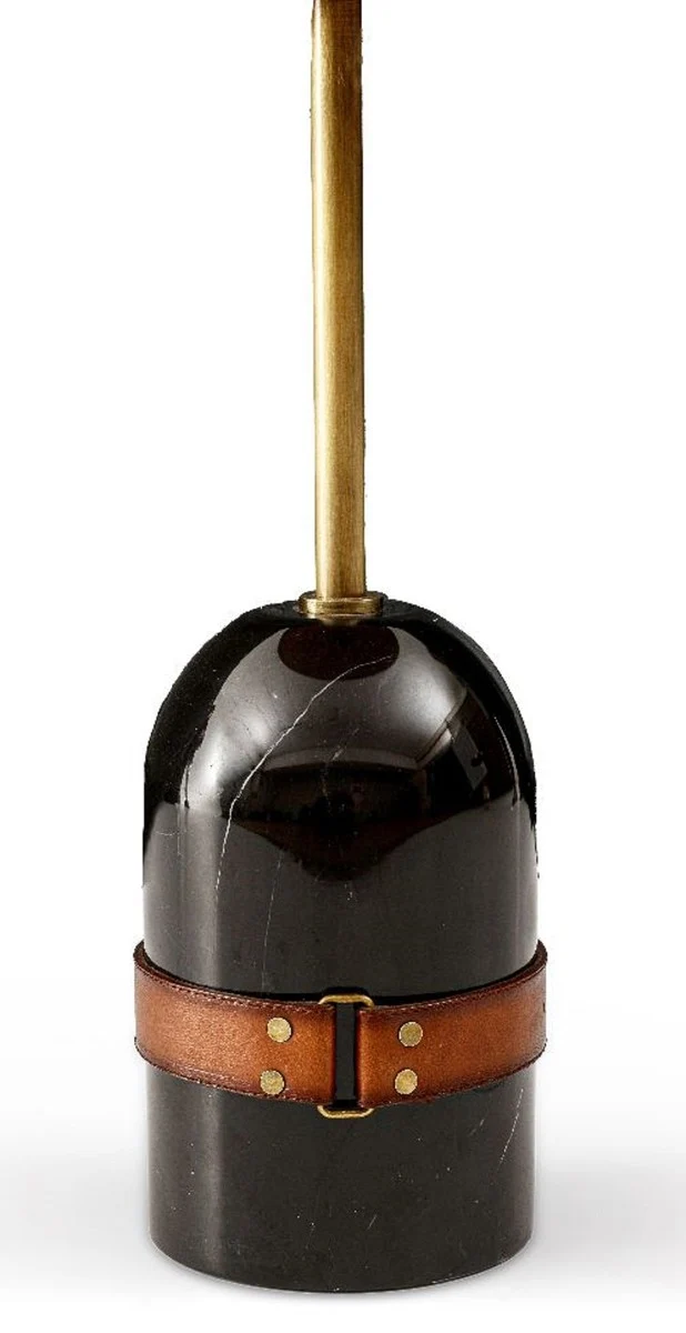 Casa Padrino Luxus Beistelltisch Braun / Messing / Schwarz Ø 29,5 x H. 51,5 cm - Runder Tisch mit Marmorfuß - Wohnzimmer Möbel - Luxus Möbel
