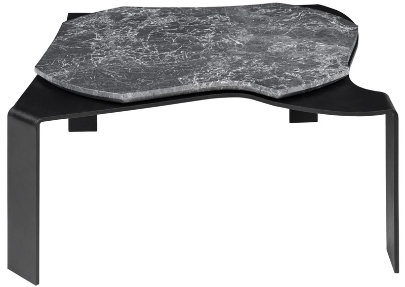 Casa Padrino Luxus Couchtisch Schwarz / Grau 75,5 x 78 x H. 32,5 cm - Designer Wohnzimmertisch mit Marmorplatte