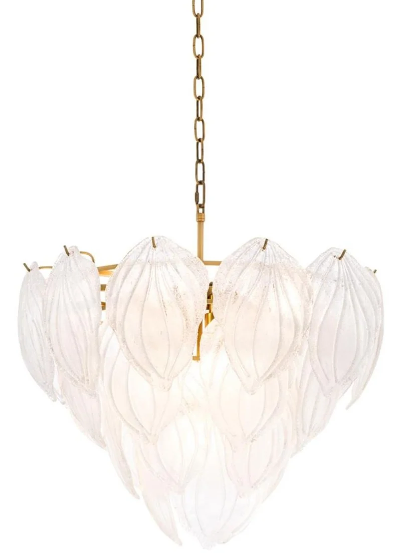 Casa Padrino Kronleuchter Antik Messing Ø 62 x H. 60 cm - Luxus Kronleuchter mit Mattglas
