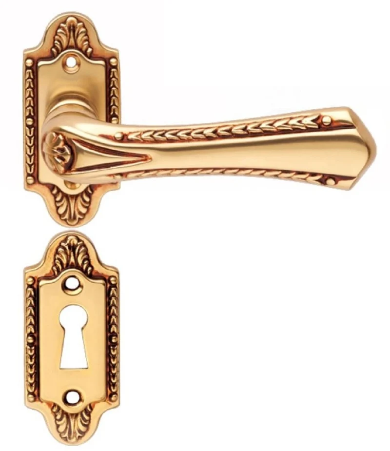 Casa Padrino Jugendstil Türklinken Set Französisches Gold 14,1 x H. 8,1 cm - Barock & Jugendstil Türgriffe im klassischen Design
