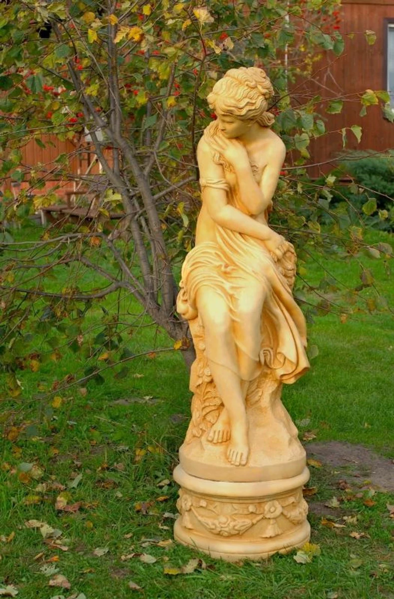 Casa Padrino Jugendstil Skulptur / Statue Ø 45 x H. 160 cm - Gartendeko Figur mit Sockel