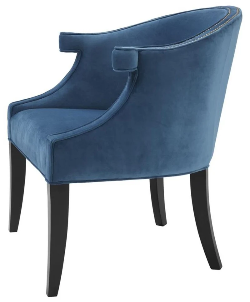 Casa Padrino Luxus Salon Sessel mit Armlehnen Blau / Schwarz 70 x 70 x H. 83 cm - Hotel Möbel