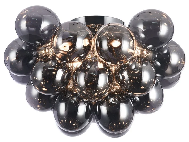Casa Padrino Wohnzimmer Deckenleuchte Rauchig Grau / Silber Ø 50 x H. 32 cm - Moderne Deckenlampe