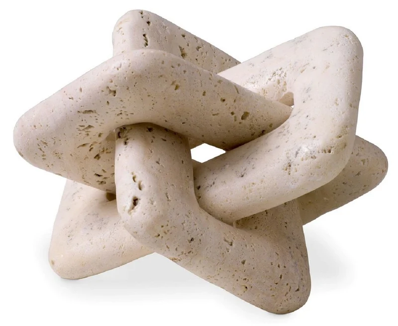 Casa Padrino Luxus Travertin Naturstein Deko Objekt Beige 22 x 21,5 x H. 13 cm - Wohnzimmer Dekoration - Schreibtisch Dekoration - Luxus Kollektion