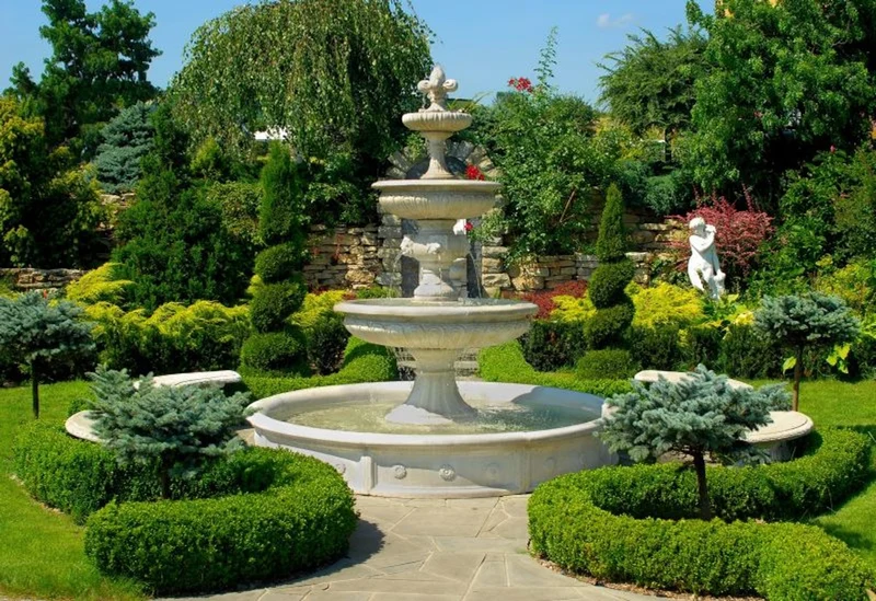 Casa Padrino Barock Gartenbrunnen / Springbrunnen Ø 265 x H. 280 cm - Prunkvoller 3-Stufiger Brunnen im Barockstil