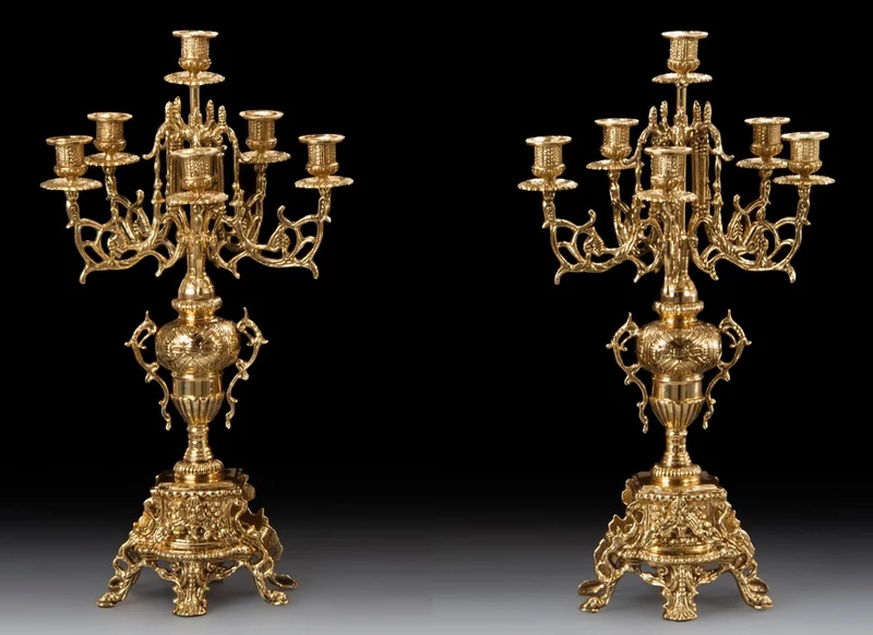 Casa Padrino Luxus Barock Kerzenhalter Set Gold Ø 30 x H. 56 cm - Handgefertigte Barockstil Bronze Kerzenständer - Barock Deko Accessoires - Barock Interior - Barock Möbel - Edel & Prunkvoll