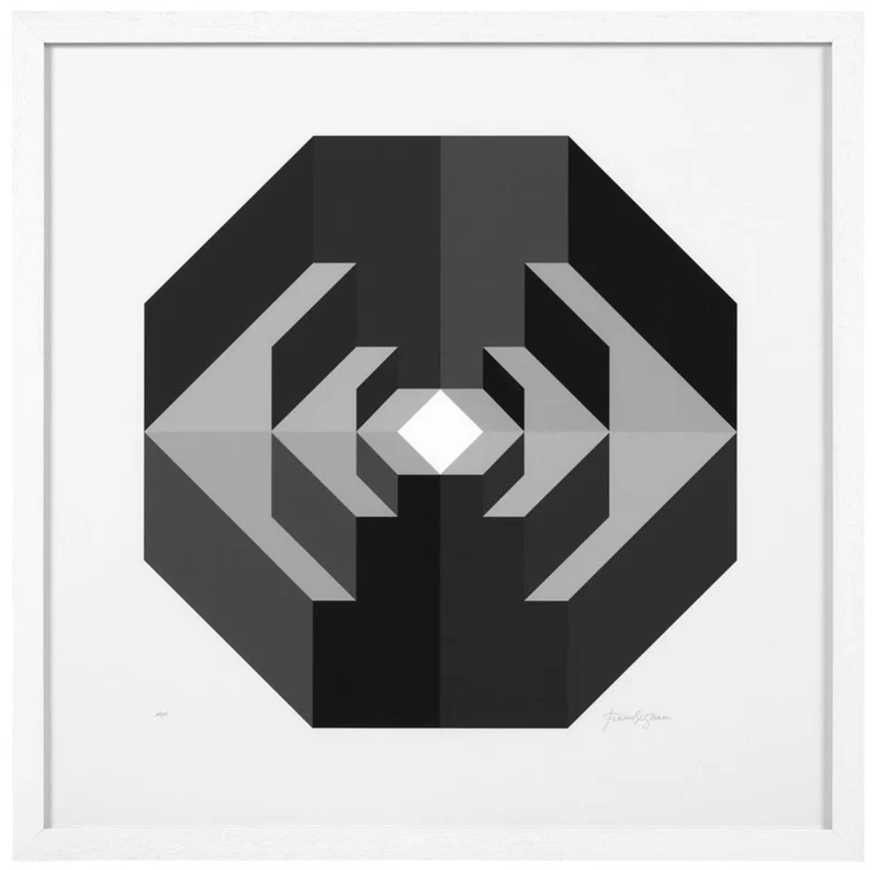 Casa Padrino Designer Deko Bilder Set Abstrakte Kunst Schwarz / Grau / Weiß 75 x H. 75 cm - Luxus Kunstdrucke mit Holzrahmen