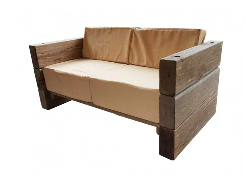 Luxus Garten Möbel Set Eiche Massiv - schwere Ausführung - 3er, 2er, 1x + Tisch - Massivholz rustikal - Lounge Set