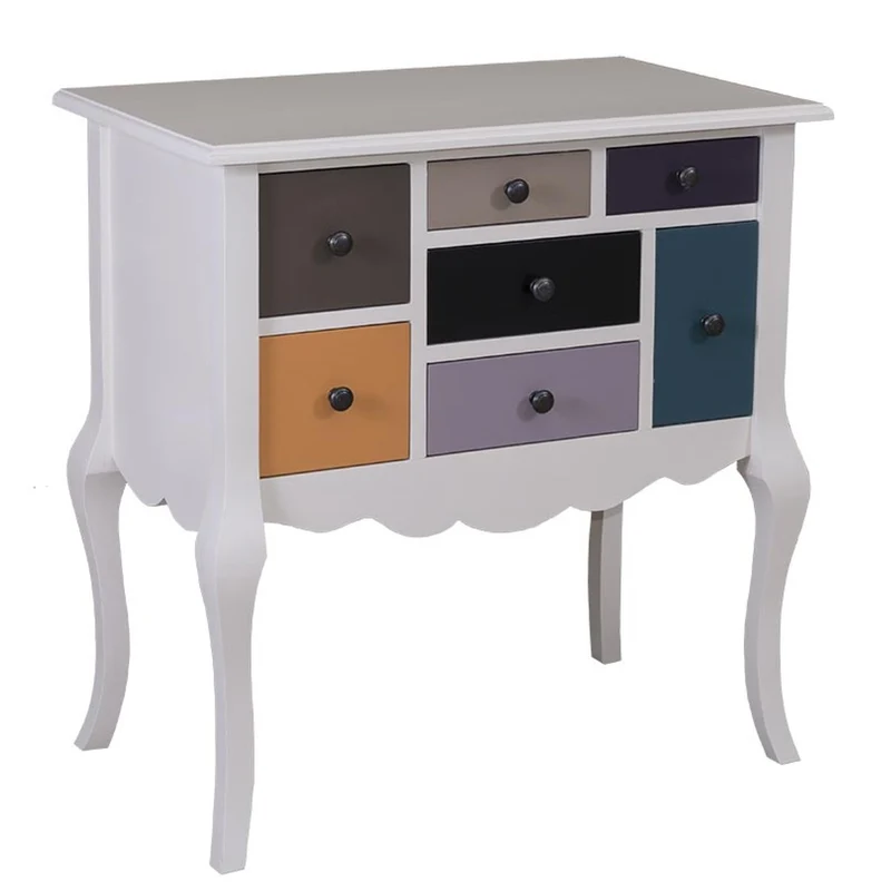 Casa Padrino Designer Kommode mit 7 Schubladen Grau / Mehrfarbig 80 x 48 x H. 82 cm - Landhausstil Möbel