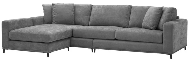 Casa Padrino Wohnzimmer Sofa Grau / Schwarz 284 x 172 x H. 76 cm - Luxus Ecksofa