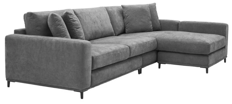 Casa Padrino Wohnzimmer Sofa Grau / Schwarz 284 x 172 x H. 76 cm - Luxus Ecksofa