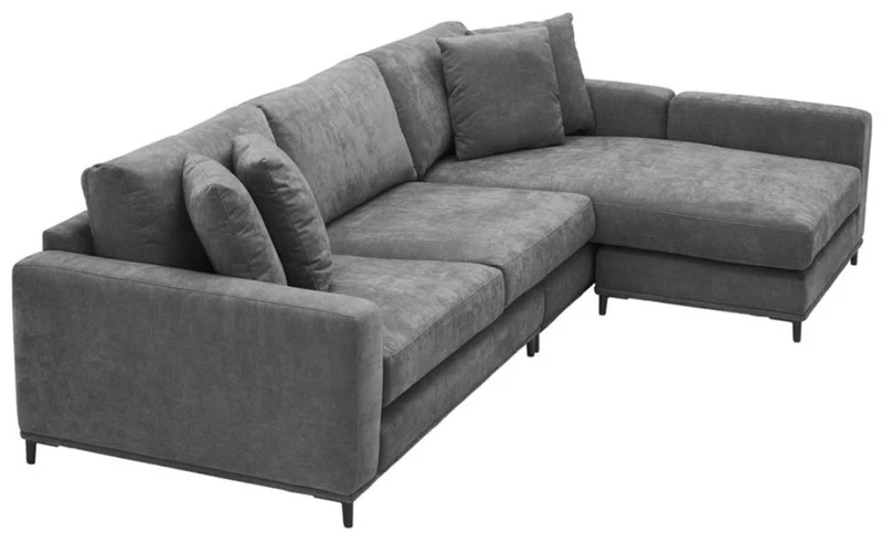 Casa Padrino Wohnzimmer Sofa Grau / Schwarz 284 x 172 x H. 76 cm - Luxus Ecksofa