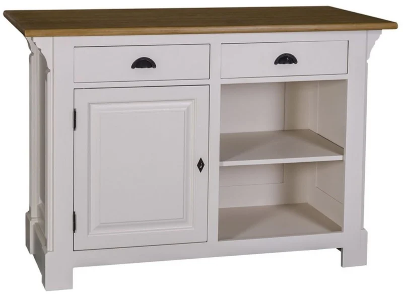 Casa Padrino Landhausstil Theke Hellgrau / Naturfarben 140 x 68 x H. 95 cm - Thekentisch mit Eichenholz Tischplatte