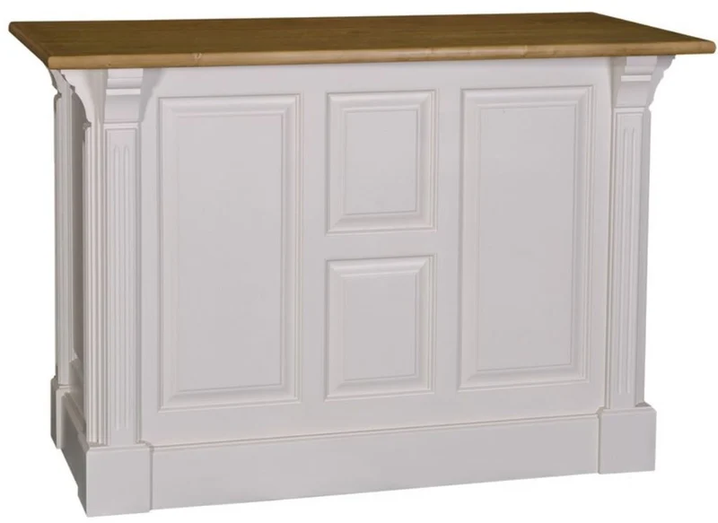 Casa Padrino Landhausstil Theke Hellgrau / Naturfarben 140 x 68 x H. 95 cm - Thekentisch mit Eichenholz Tischplatte