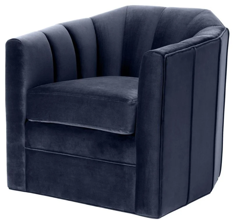 Casa Padrino Luxus Drehsessel Mitternachtsblau 84 x 85 x H. 77 cm - Wohnzimmer Sessel