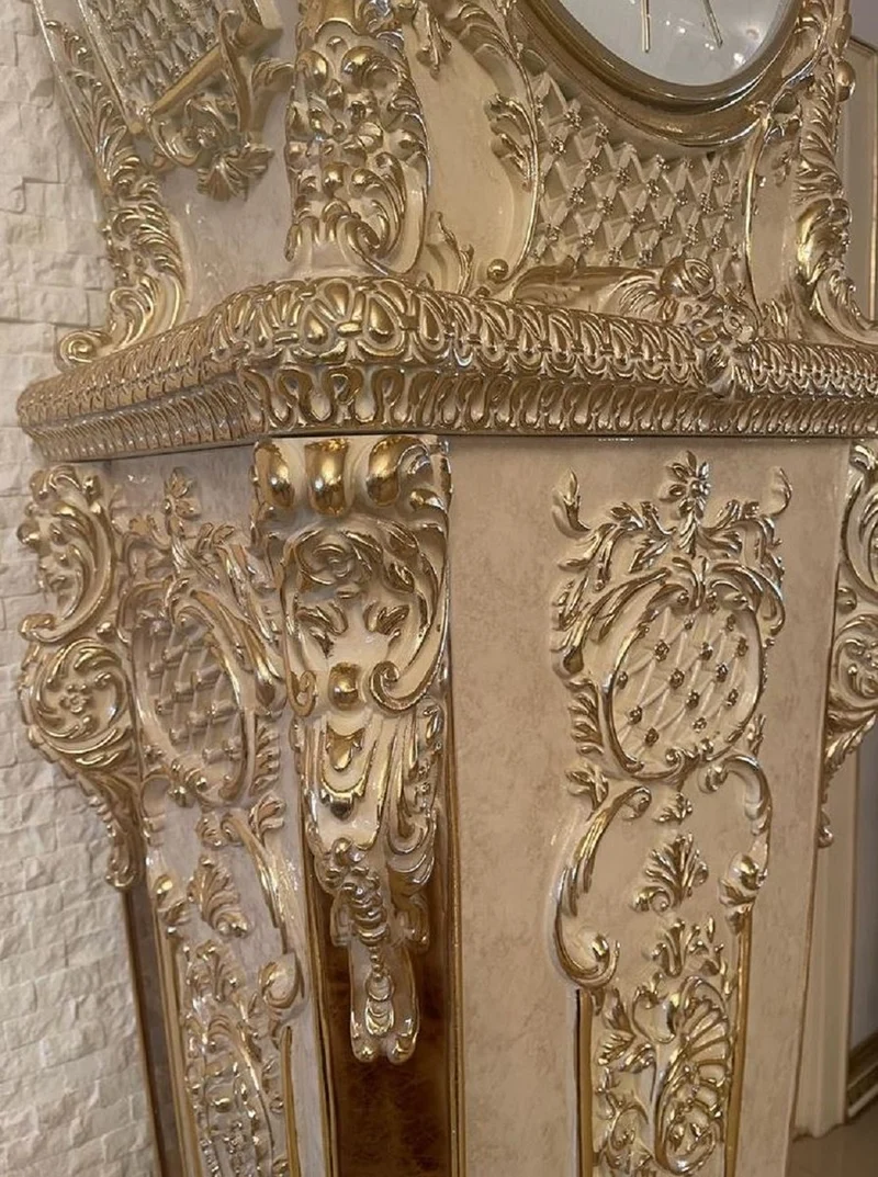 Casa Padrino Luxus Barock Standuhr Creme / Braun / Gold - Prunkvolle Massivholz Uhr im Barockstil - Luxus Möbel im Barockstil - Barock Möbel - Barock Interior - Barock Standuhren