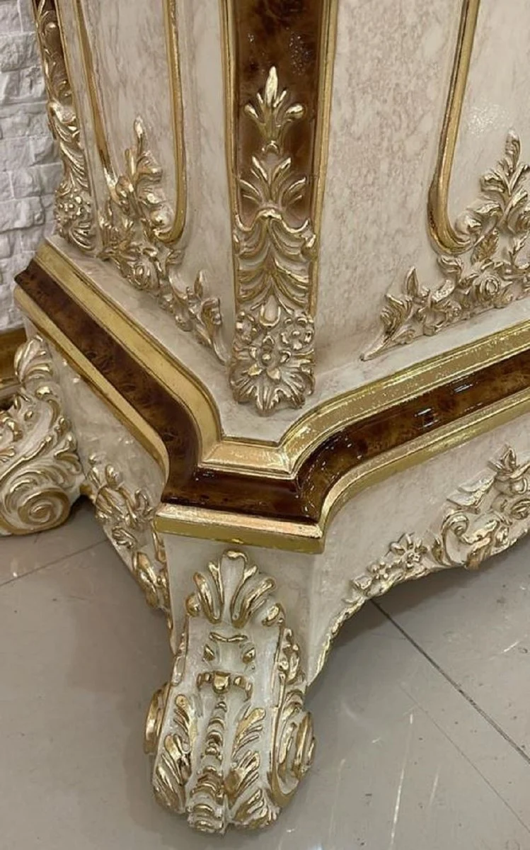Casa Padrino Luxus Barock Standuhr Creme / Braun / Gold - Prunkvolle Massivholz Uhr im Barockstil - Luxus Möbel im Barockstil - Barock Möbel - Barock Interior - Barock Standuhren