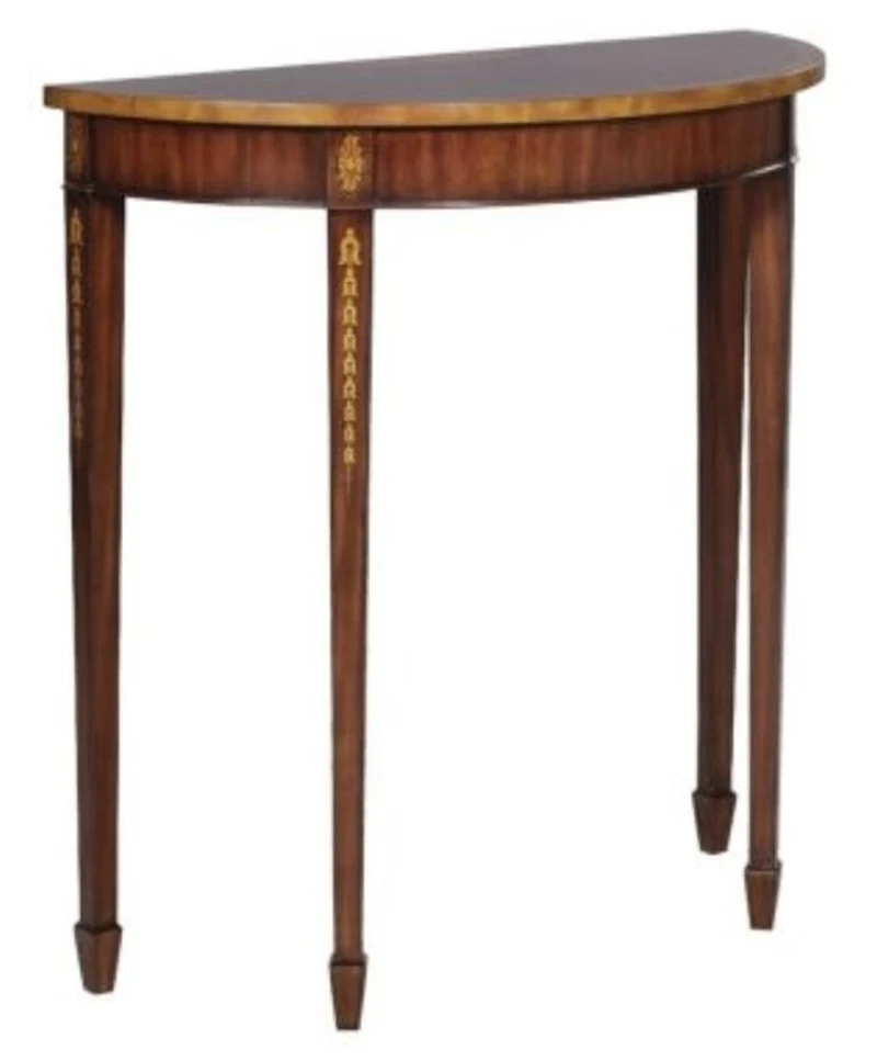 Casa Padrino Jugendstil Mahagoni Konsole Braun / Gold 81 x 35 x H. 83 cm - Luxus Jugendstil Konsolentisch