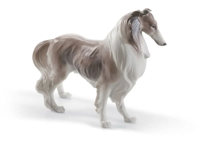 Casa Padrino Luxus Porzellan Shetland Schäferhund Skulptur Braun / Weiß 25 x 19 cm - Handgefertigte & Handbemalte Deko Figur