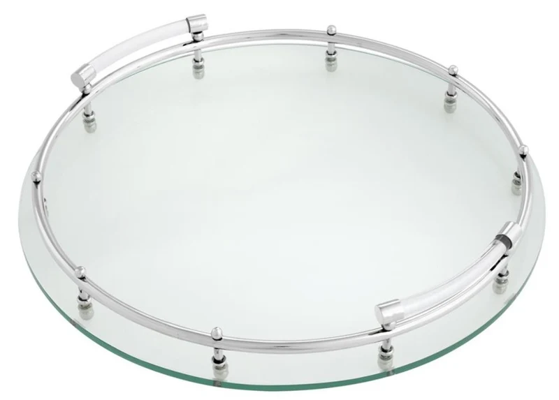 Casa Padrino Luxus Tablett / Serviertablett Silber Ø 40 x H. 7 cm - Gastronomie Accessoires