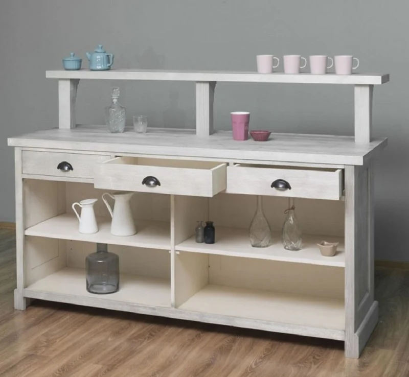 Casa Padrino Landhausstil Bar Theke Grau 180 x 68 x H. 120 cm - Massivholz Thekentisch - Massivholz Barmöbel - Barmöbel im Landhausstil - Landhausstil Einrichtung