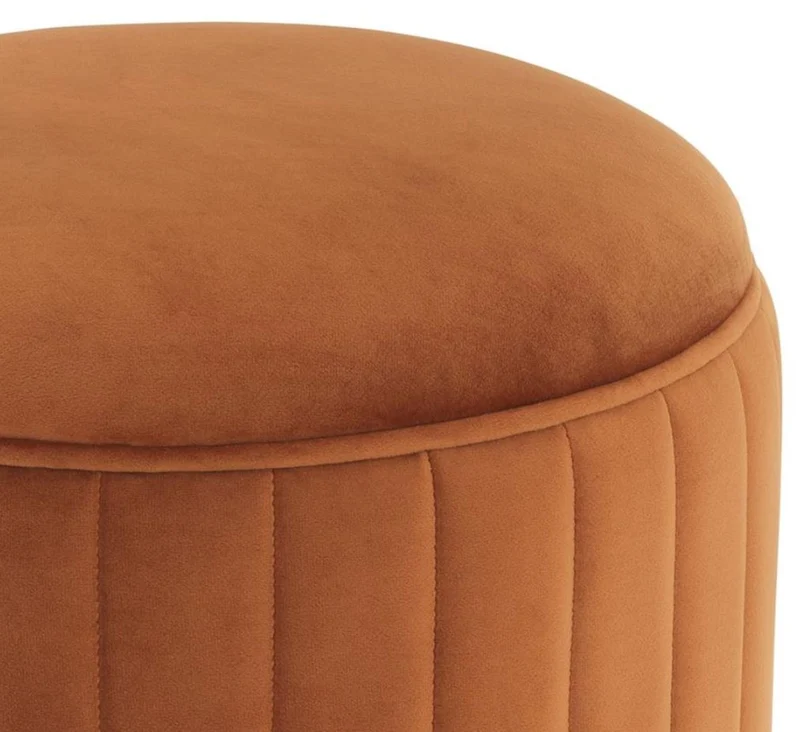 Casa Padrino Hocker Orange / Messing Ø 40 x H. 45 cm - Luxus Sitzhocker