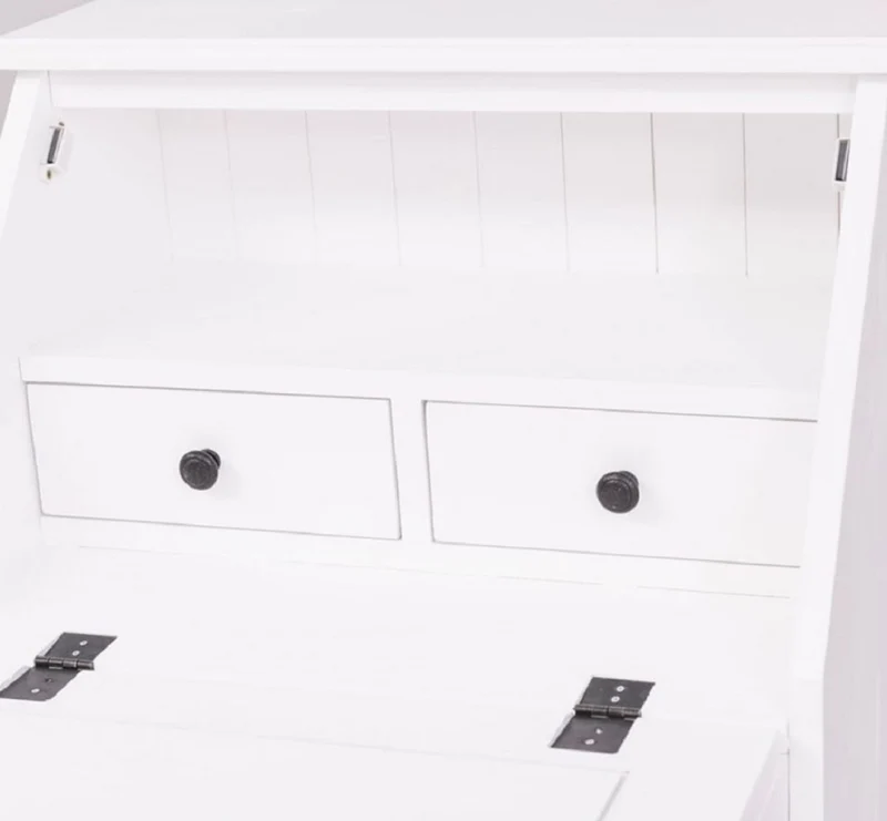 Casa Padrino Landhausstil Sekretär Kommode Weiß 65 x 45 x H. 110 cm - Massivholz Schrank mit 5 Schubladen - Massivholz Möbel - Landhausstil Möbel