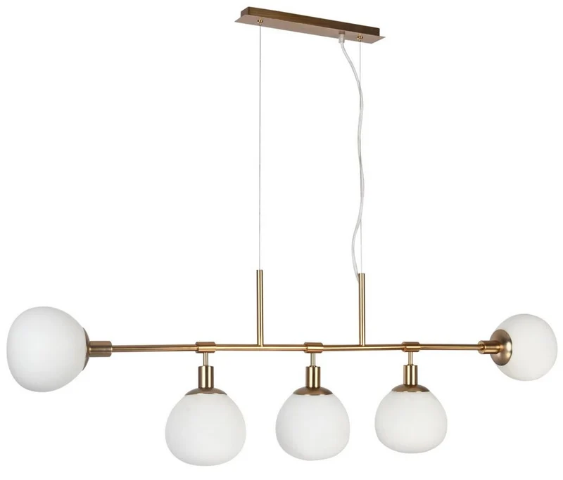 Casa Padrino Hängeleuchte Messing / Weiß 120 x H. 37,3 cm - Moderne Metall Hängelampe mit Mattglas