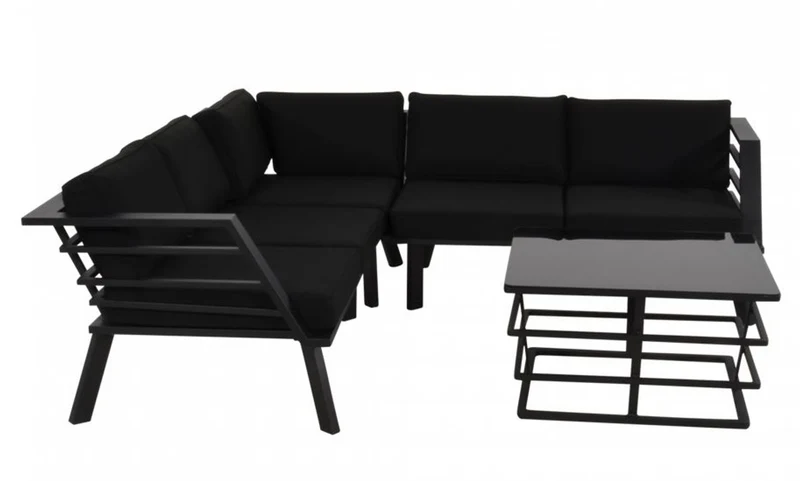 Casa Padrino Gartenmöbel Set mit Polsterung + Sessel + Tisch - Lounge Set