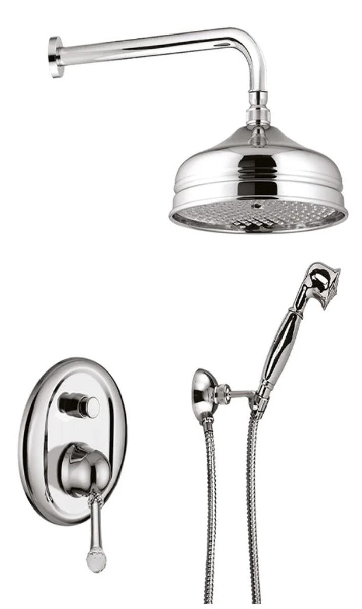 Luxus Badezimmer Duschgarnitur / Brauseset mit Swarovski Kristallglas Silber - Luxus Qualität