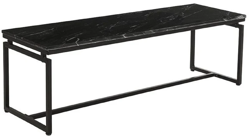 Casa Padrino Luxus Couchtisch 2er Set Schwarz - Metall Wohnzimmer Tische mit Marmorplatte - Wohnzimmer Möbel - Luxus Möbel