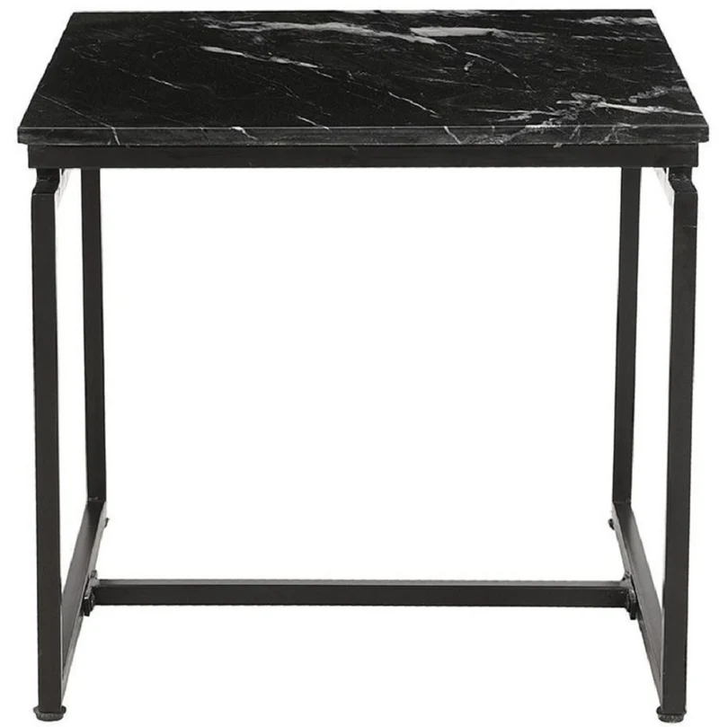 Casa Padrino Luxus Couchtisch 2er Set Schwarz - Metall Wohnzimmer Tische mit Marmorplatte - Wohnzimmer Möbel - Luxus Möbel
