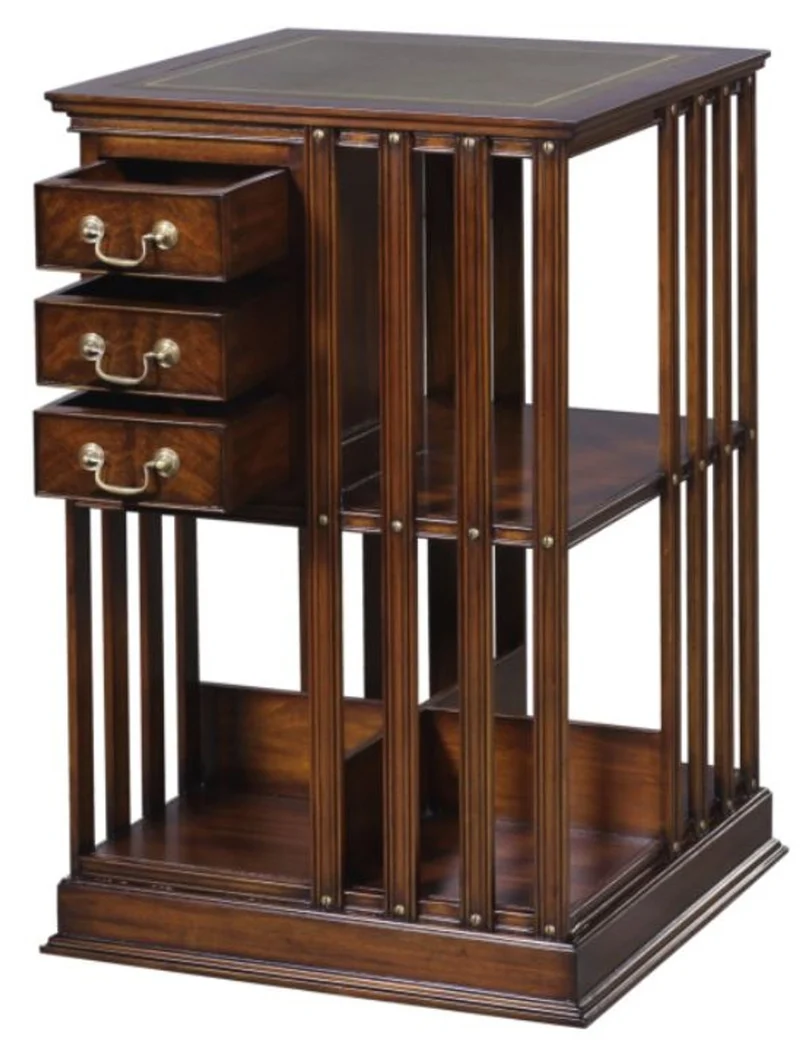 Casa Padrino Luxus Mahagoni Bücherschrank Braun / Grün 49 x 49 x H. 80 cm - Luxus Kollektion